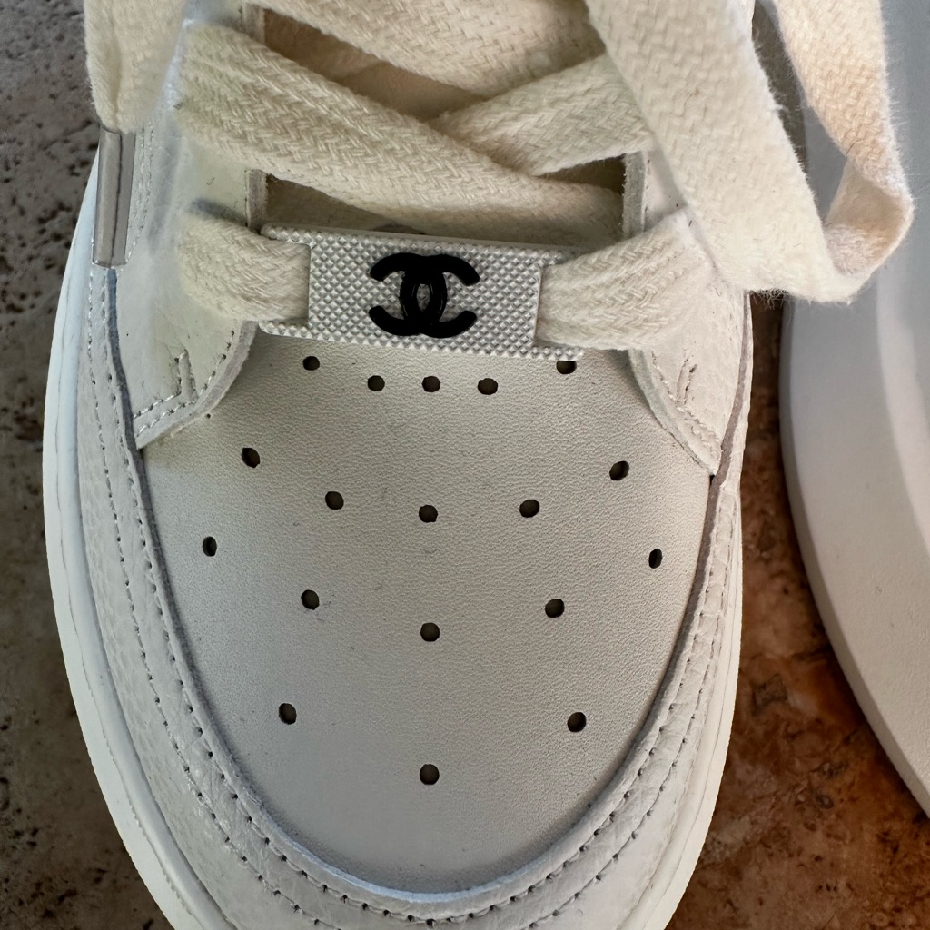 White Leather Low-Top Sneakers